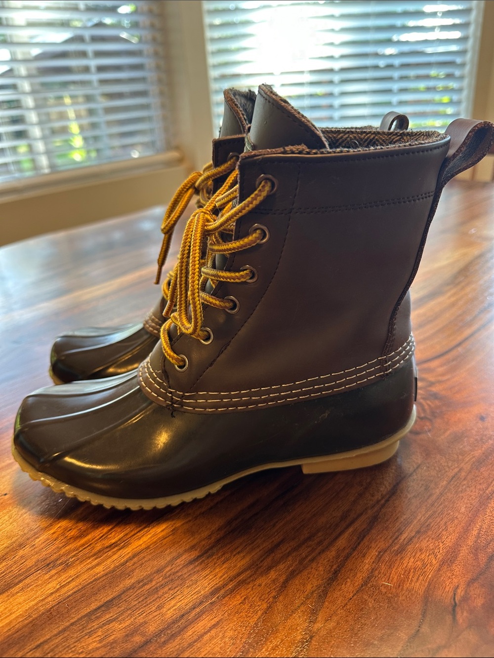G.H. Bass & Co. Brown and Yellow Lace-Up Duck Boots - Picture 3 of 6